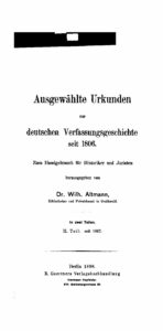 Ausgewählte Urkunden zur deutschen Verfassungsgeschichte seit 1806 – 2. Teil