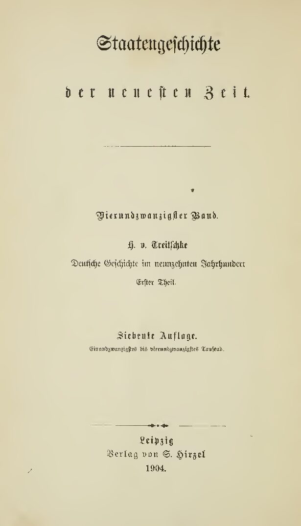 24. Band - Deutsche Geschichte im neunzehnten Jahrhundert - Erster Teil