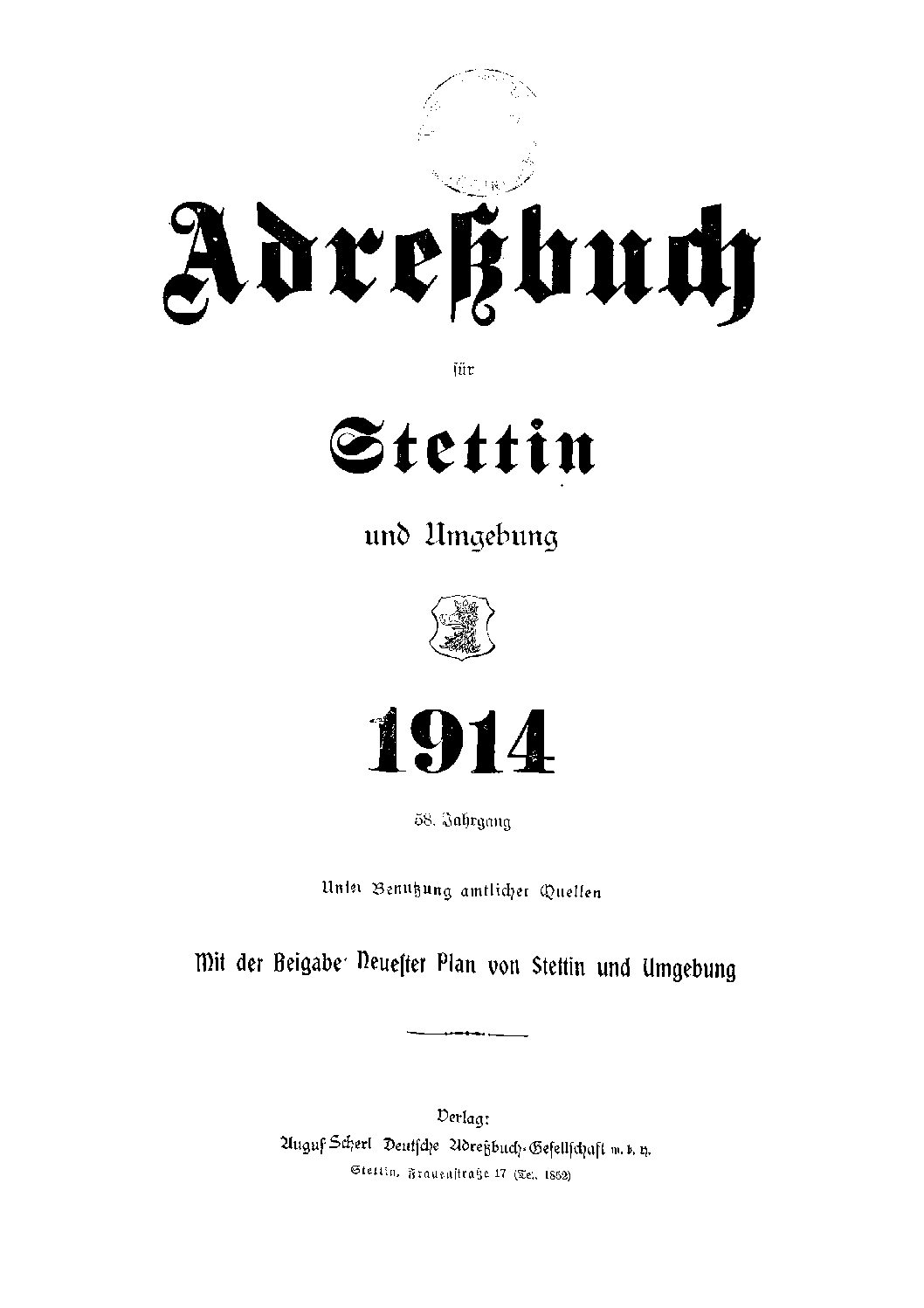 Adressbuch für Stettin und Umgebung - 1914