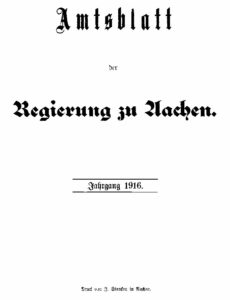 Amtsblatt der Königlichen Regierung zu Aachen – Jahrgang 1916