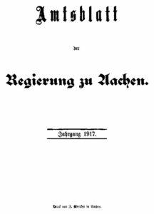 Amtsblatt der Königlichen Regierung zu Aachen – Jahrgang 1917