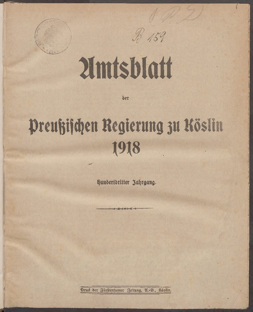 1918 - Hundertdritter Jahrgang