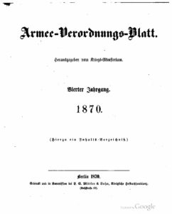 Armee-Verordnungsblatt – 1870 – Vierter Jahrgang