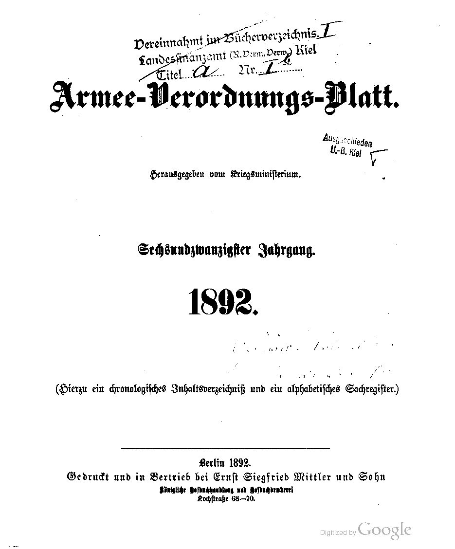 1892 - Sechsundzwanzigster Jahrgang