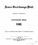 Armee-Verordnungsblatt – 1893 – Siebenundzwanzigster Jahrgang