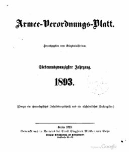 Armee-Verordnungsblatt – 1893 – Siebenundzwanzigster Jahrgang