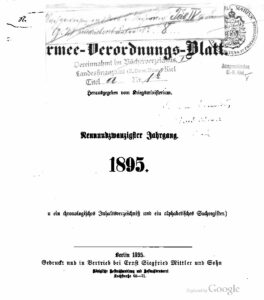 Armee-Verordnungsblatt – 1895 – Neunundzwanzigster Jahrgang