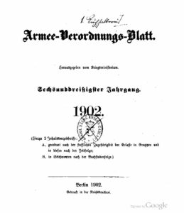 Armee-Verordnungsblatt – 1902 – Sechsunddreißigster Jahrgang