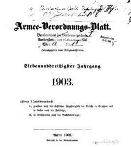 Armee-Verordnungsblatt – 1903 – Siebenunddreißigster Jahrgang