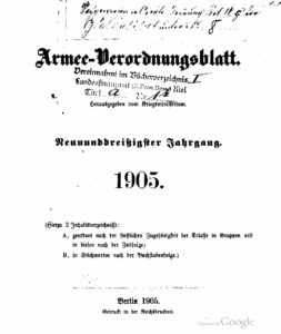 Armee-Verordnungsblatt – 1905 – Neununddreißigster Jahrgang