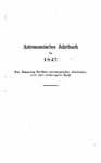 Astronomisches Jahrbuch für 1847 – Der Sammlung Berliner astronomischer Jahrbücher – 72. Band – Jahrgang1844
