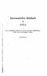 Astronomisches Jahrbuch für 1854 – Der Sammlung Berliner astronomischer Jahrbücher – 79. Band – Jahrgang 1851