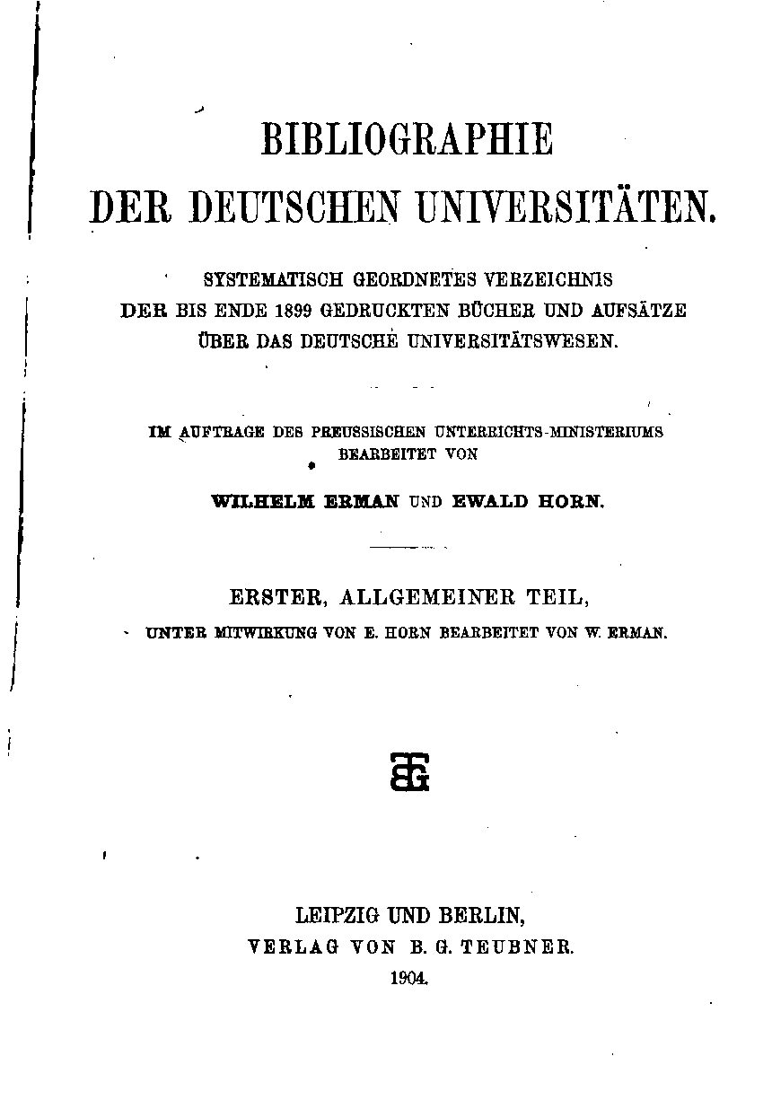 Bibliographie der Deutschen Universitäten