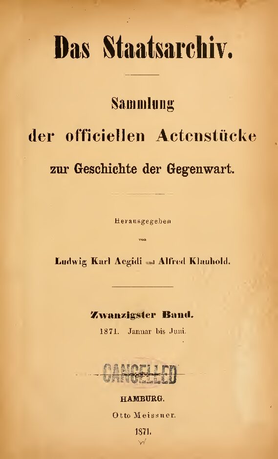 20. Band: 1871, Januar - Juni