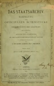 Das Staatsarchiv – Sammlung der Offiziellen Aktenstücke zur Geschichte der Gegenwart – 22. Band: 1872, Januar – Juni