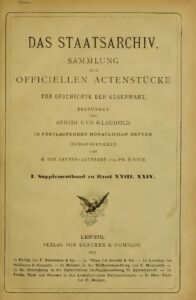 Das Staatsarchiv – Sammlung der Offiziellen Aktenstücke zur Geschichte der Gegenwart 23.-24. Band – 1. Supplement 1877