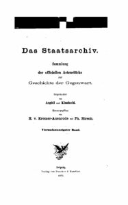 Das Staatsarchiv – Sammlung der Offiziellen Aktenstücke zur Geschichte der Gegenwart 24.Band – Jahrgang 1876