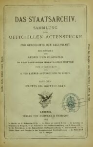 Das Staatsarchiv – Sammlung der Offiziellen Aktenstücke zur Geschichte der Gegenwart 25.Band – Jahrgang 1873