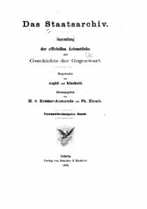 Das Staatsarchiv – Sammlung der Offiziellen Aktenstücke zur Geschichte der Gegenwart 34.Band – Jahrgang 1878