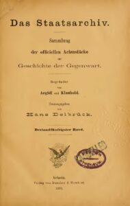 Das Staatsarchiv – Sammlung der Offiziellen Aktenstücke zur Geschichte der Gegenwart 53.Band – Jahrgang  1892