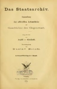 Das Staatsarchiv – Sammlung der Offiziellen Aktenstücke zur Geschichte der Gegenwart 58.Band – Jahrgang 1896