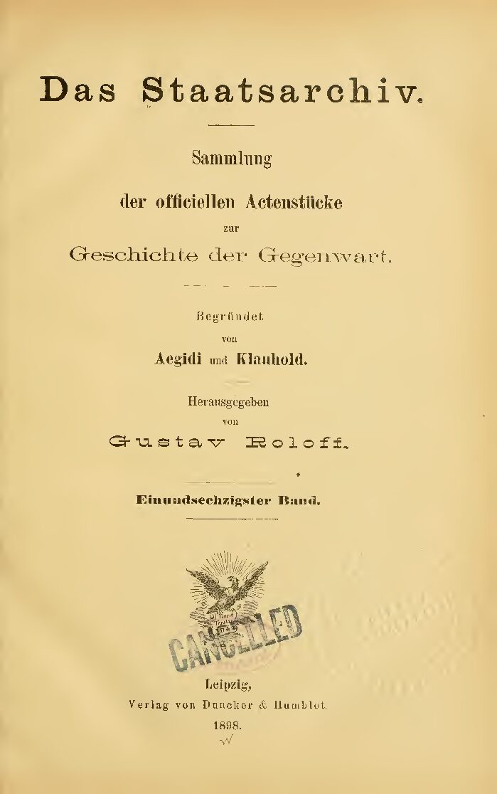 61. Band - Jahrgang 1898