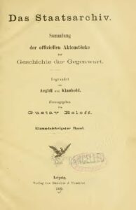 Das Staatsarchiv – Sammlung der Offiziellen Aktenstücke zur Geschichte der Gegenwart 71.Band – Jahrgang 1905