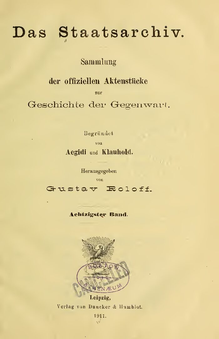 80. Band - Jahrgang 1911