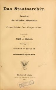 Das Staatsarchiv – Sammlung der Offiziellen Aktenstücke zur Geschichte der Gegenwart 86.Band – Jahrgang 1919