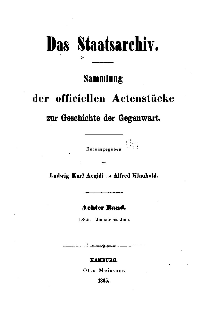 8. Band: 1865, Januar - Juni