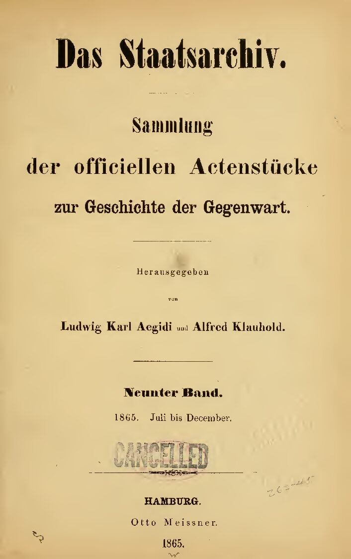 9. Band: 1865, Juli - December