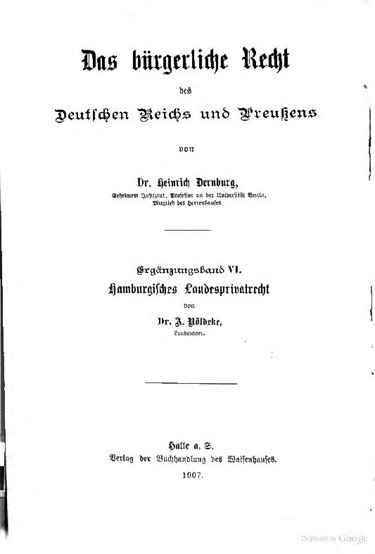 Ergänzungsband VI - Hamburgisches Landesprivatrecht