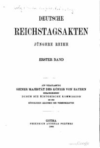 Deutsche Reichstagsakten – jüngere Reihe 1. Band – Jahrgang 1893