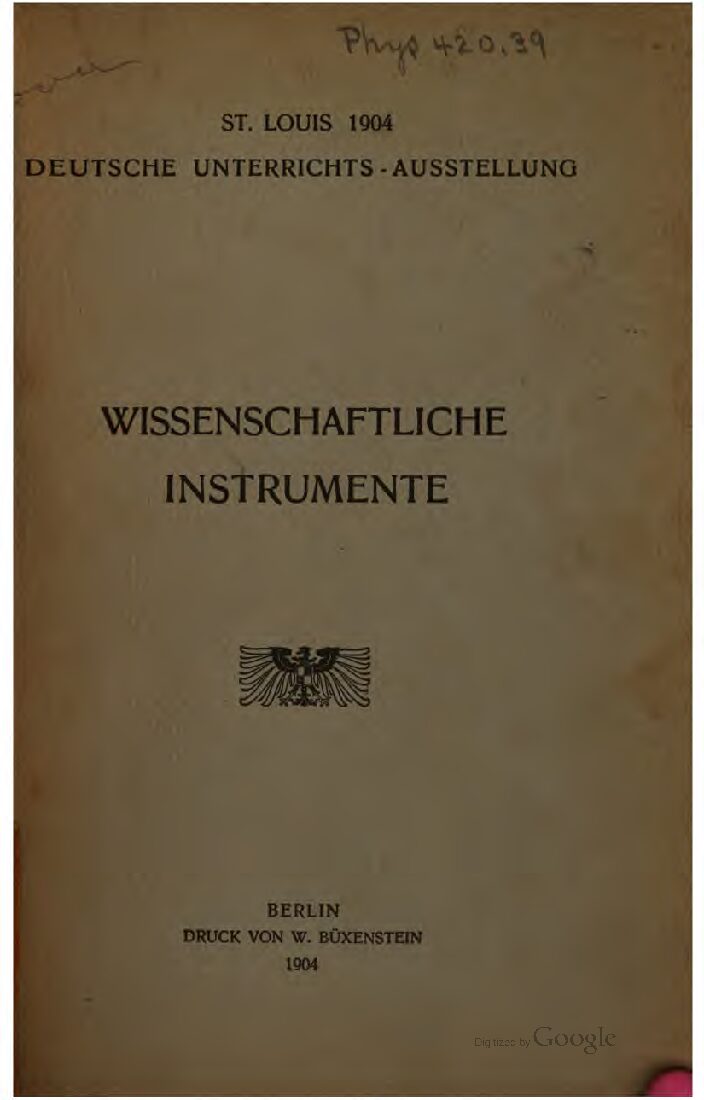 Wissenschaftliche Instrumente - Jahrgang 1904