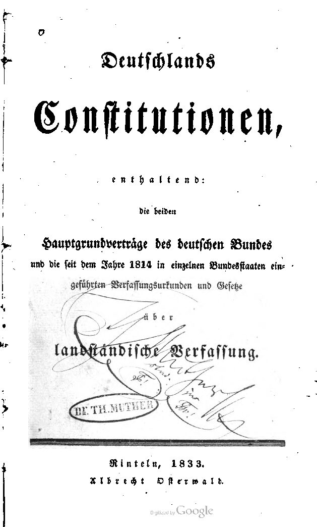 Deutschlands Konstitutionen - Jahrgang 1833