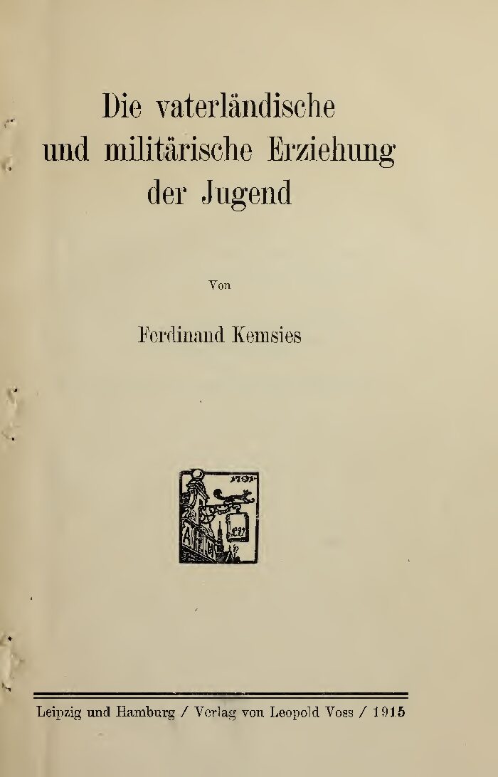 Die Vaterländische und militärische Erziehung der Jugend