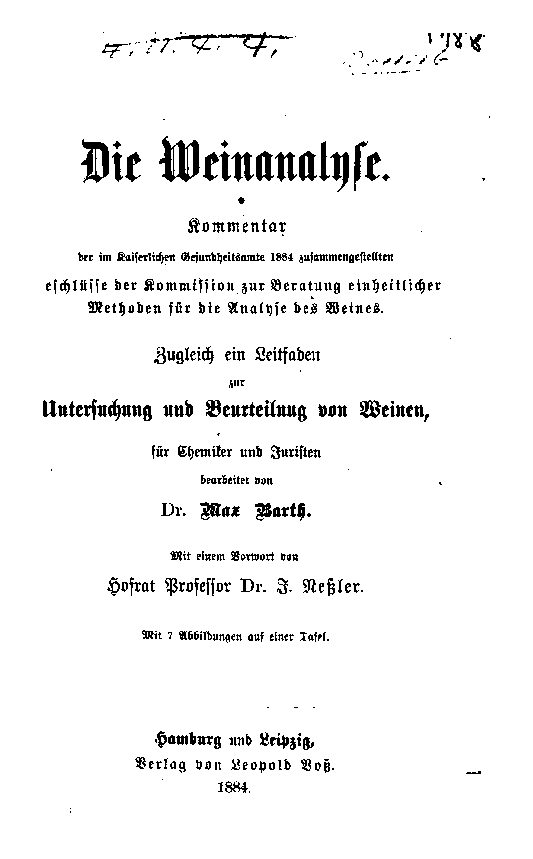 Leitfaden zur Untersuchung und Beurteilung von Weinen für Chemiker und Juristen