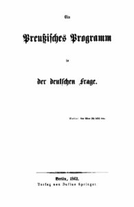 Ein Preußisches Programm in der deutschen Frage – Jahrgang 1862