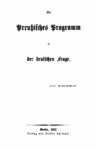 Ein Preußisches Programm in der deutschen Frage – Jahrgang 1862