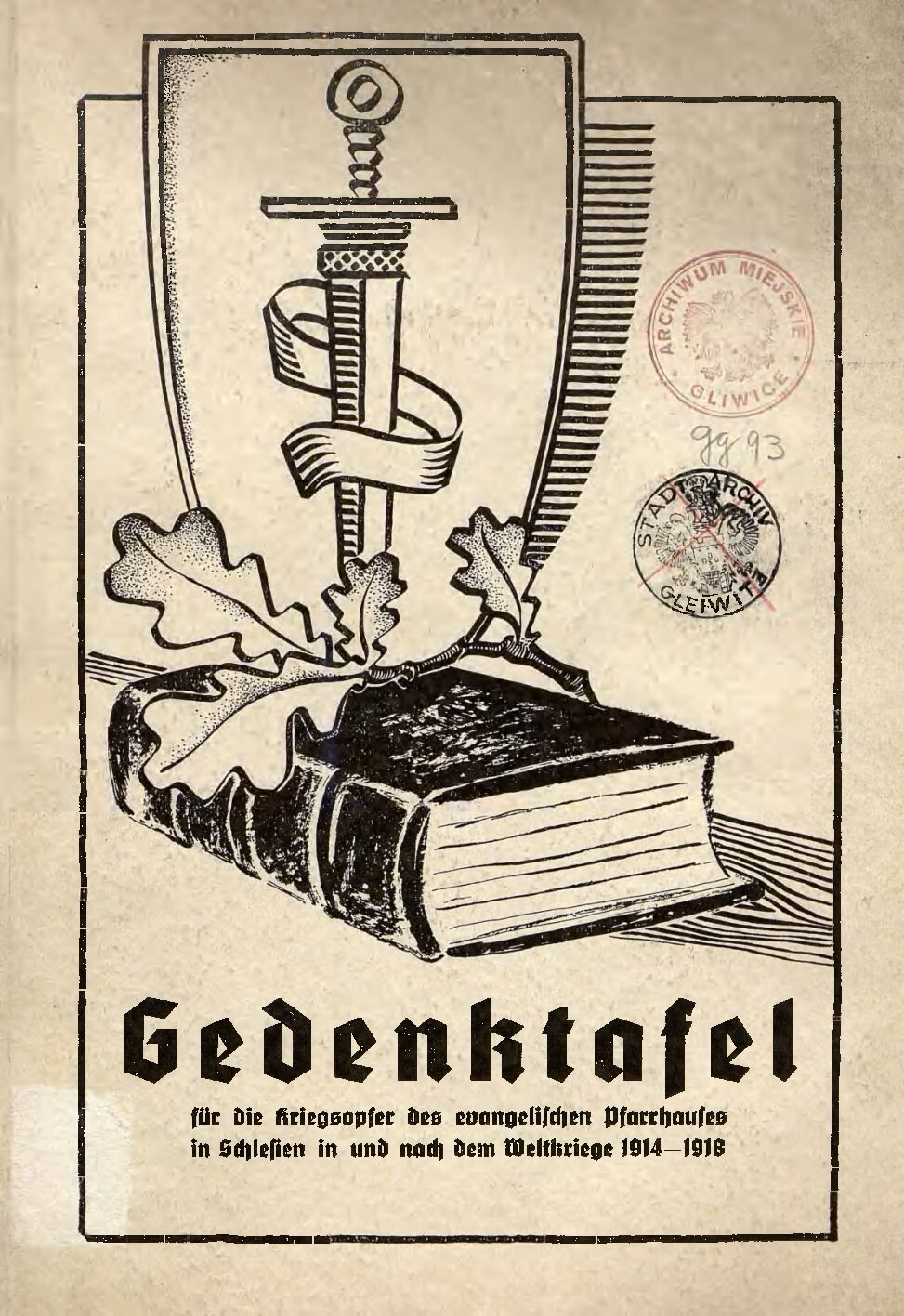 Gedenktafel für die Kriegsopfer des evangelischen Pfarrerhauses in Schlesien in und nach dem Weltkrieg 1914-1918