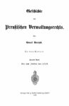 Geschichte des Preußischen Verwaltungsrechts – 2. Band – Jahrgang 1886