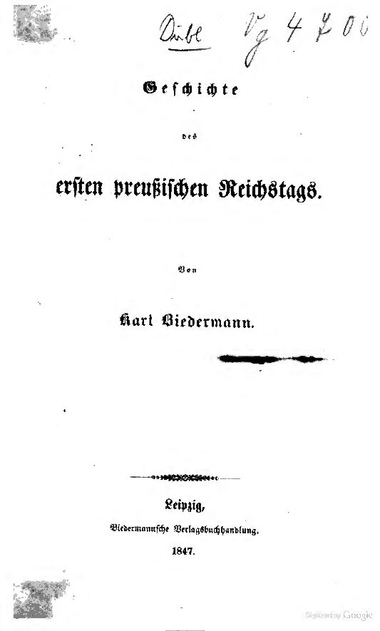 Geschichte des ersten preußischen Reichstags