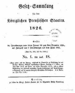 Gesetz-Sammlung für die Königlichen Preußischen Staaten – Jahrgang 1826