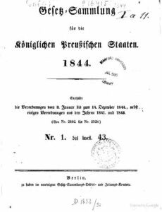 Gesetz-Sammlung für die Königlichen Preußischen Staaten – Jahrgang 1844