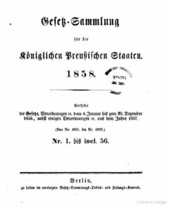Gesetz-Sammlung für die Königlichen Preußischen Staaten – Jahrgang 1858