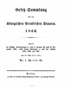 Gesetz-Sammlung für die Königlichen Preußischen Staaten – Jahrgang 1866