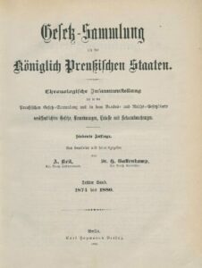 Gesetz-Sammlung für die Königlichen Preußischen Staaten – 1874-1880