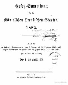 Gesetz-Sammlung für die Königlichen Preußischen Staaten – Jahrgang 1883