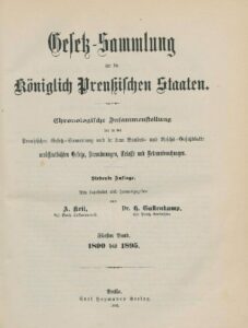 Gesetz-Sammlung für die Königlichen Preußischen Staaten – 1890-1895 – Jahrgang 1896