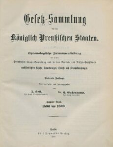 Gesetz-Sammlung für die Königlichen Preußischen Staaten – 1896-1899 – Jahrgang 1900